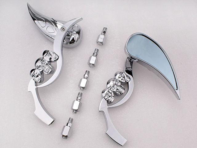 Chrome 3d skeleton skull teardrop mirror for yamaha xv v star virago 1100 535 