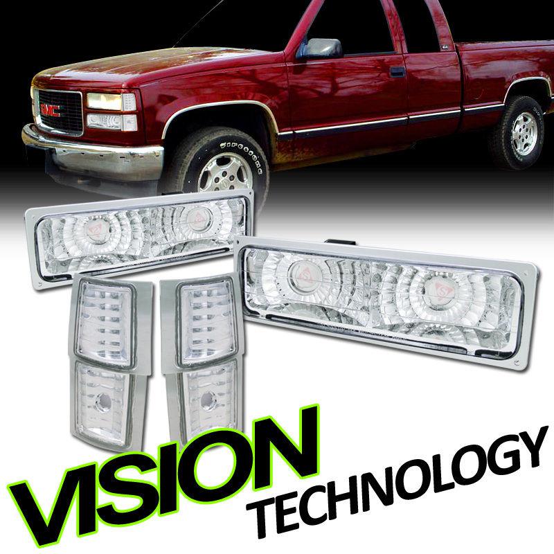 6p euro clear bumper lights+corner lamps 94-02 gmc c10 pickup/suv composite type