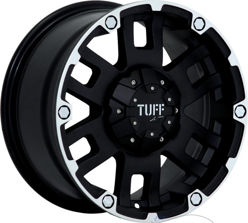 1 - 16x8 tuff t04 6x139.7 6x5.5 -13mm matte black machined rim wheel inch 16"