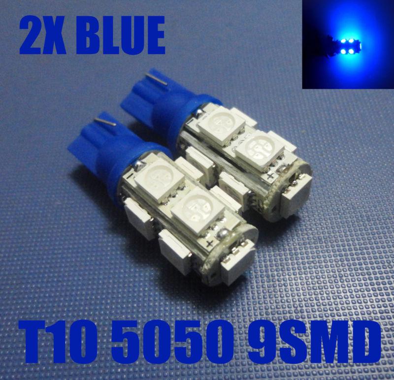 2x ultra blue 9-smd led t10 447 585 w5w 920 2652 168 194 backup lamp bulbs #o15