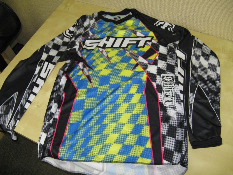 Shift assault motocross + atv + motorcycle jersey - blue+yelo fusion  - adult xl