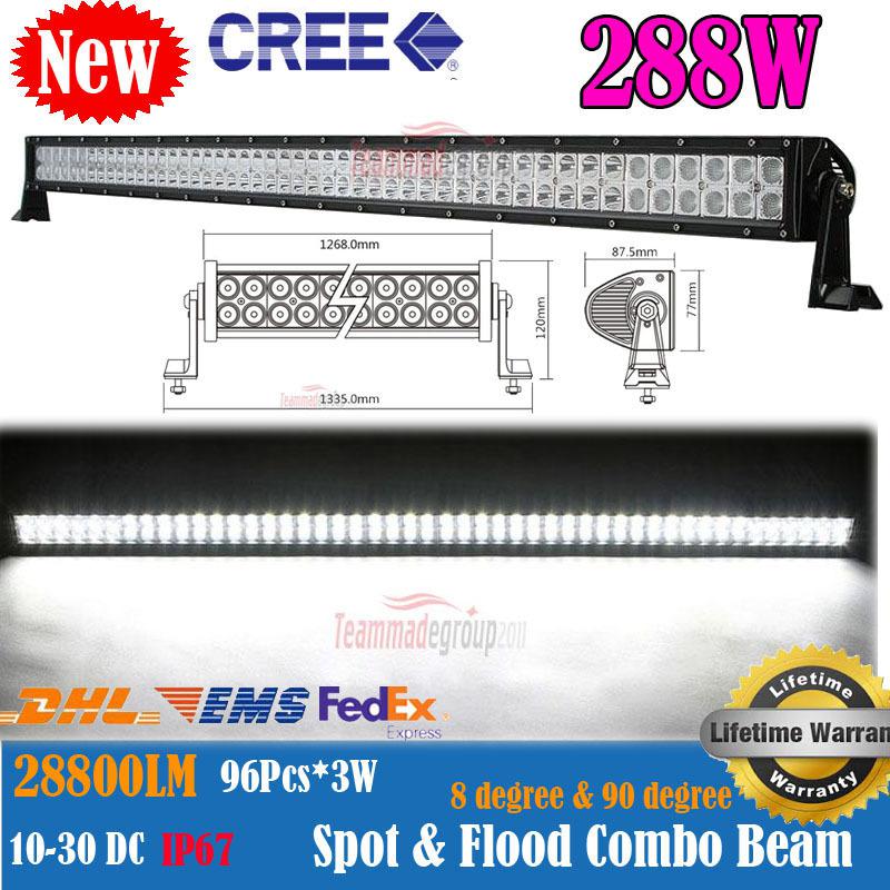 288w 28800lm 50" cree led work light bar combo beam offroad 4wd power 240w 300w