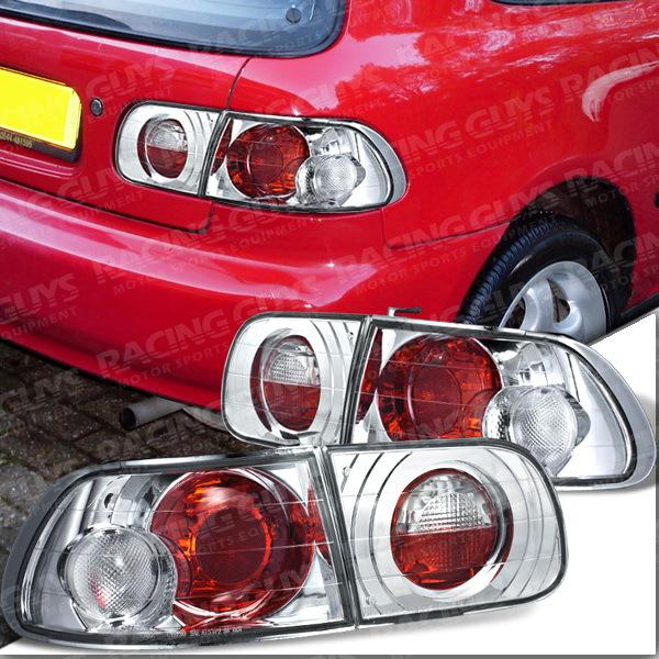 92-95 civic si hatchback chrome altezza chrome red jdm tail lights rear lamps dx