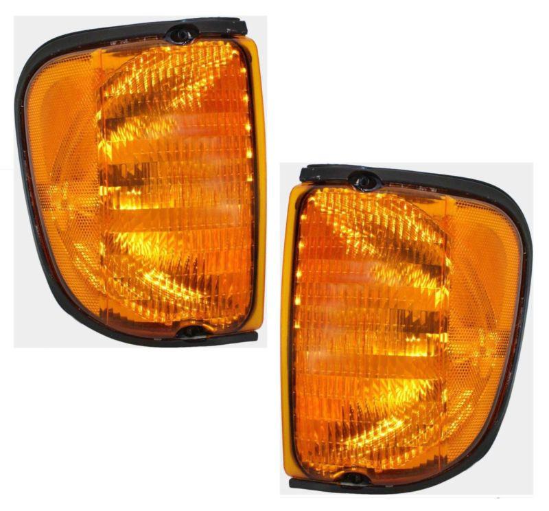 Corner light lamp lens & housing pair set (driver & passenger side, qty 2)