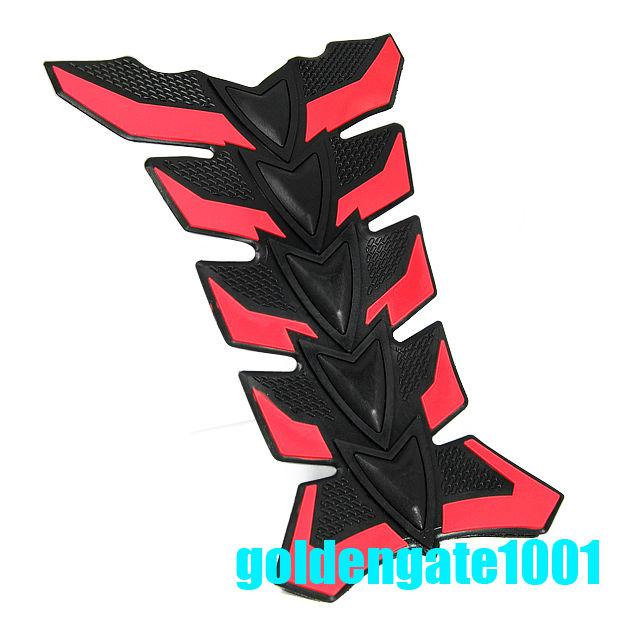 Motorcycle black red gas cap tank 3d design protection pad rubber sticker decal