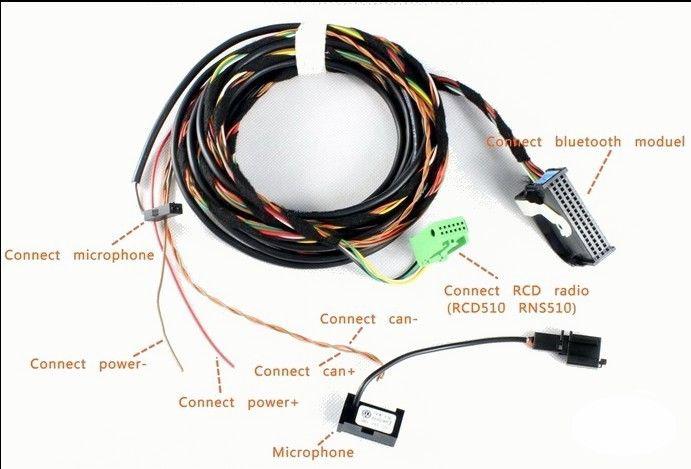 Wiring harness vw bluetooth rcd510 rns510 for vw bluetooth kit 9w2 1k8 035 730 d