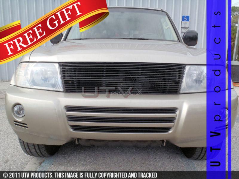 2003 2004 2005 mitsubishi montero upper replace. & bumper 4pc blk billet grille