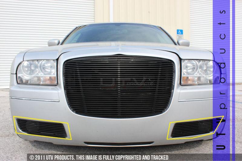 2005 - 2010 chrysler 300 2pc fog lights black billet grille kit 