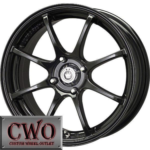 16 black konig feather wheels rims 4x100/4x114.3 4 lug civic integra versa mini