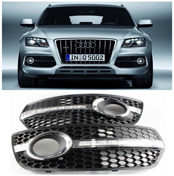 Chrome s line style fog daytime running light cover grills led drl for audi q5