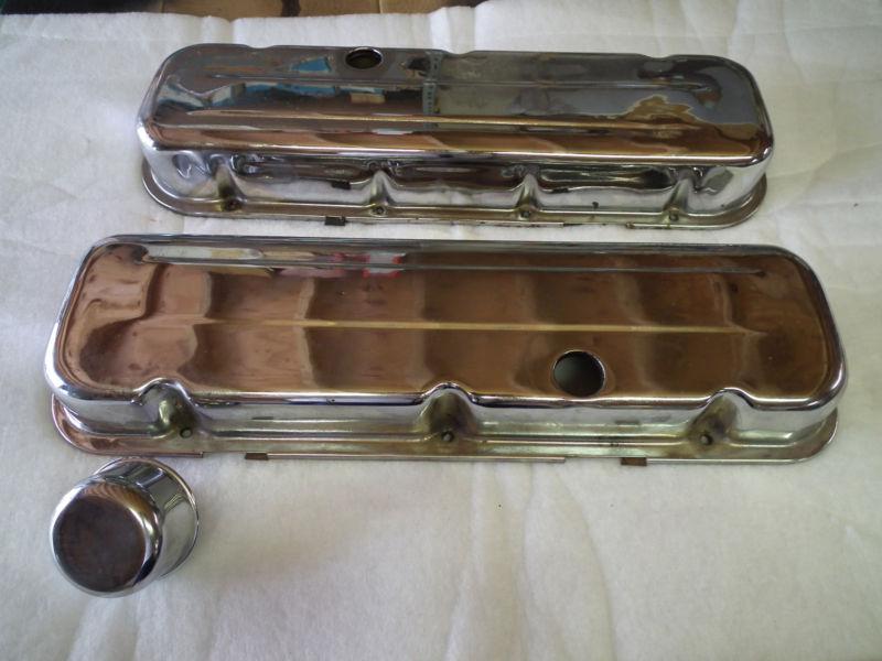 1965-72 chevrolet bbc chrome valve covers & breather cap,  nice ! ! 