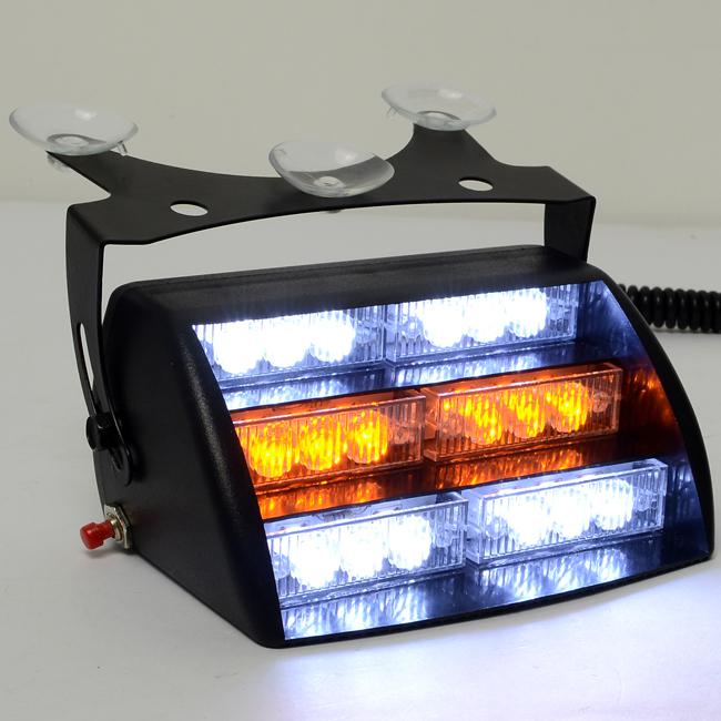 18 leds amber + white emergency grille window dashboard strobe flashing lights