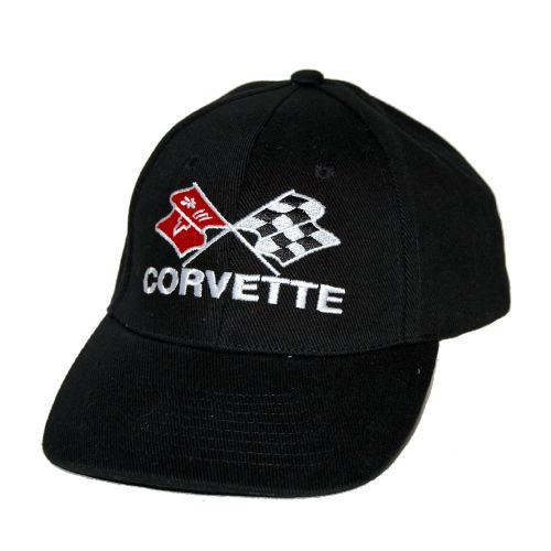 Classic chevrolet corvette cotton twill black hat cap shipped in a box