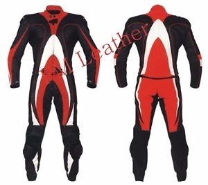 1-piece black/white/red motorbike leather full suit men racing motorcycle