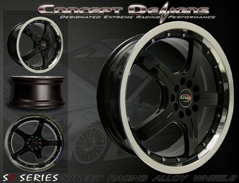 18" evoke™ f8 style wheels rims 8h/4 lug black 4x100/108 bolt pattern new