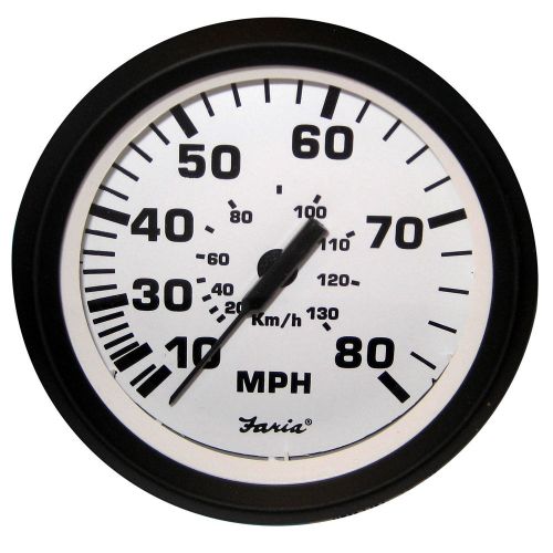 Faria 4&#034; speedometer - 80mph (mechanical) - euro white -32910