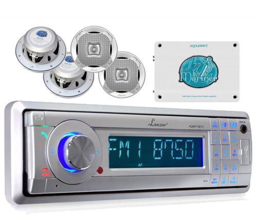 Aqmp70bts yacht detachable usb am/fm stereo w/bluetooth+2-way speakers+amplifier