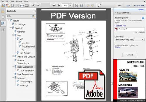 Mitsubishi pajero montero 1992 1993 1994 1995 1996 1997 1998 1999 repair manual