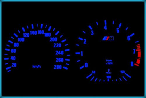 G032 bmw e36 m3 91-99 eu 280kmh white/blue el plasma glow gauges cluster dials