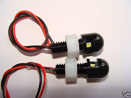 Chopper motorcycle led license plate light bolt black