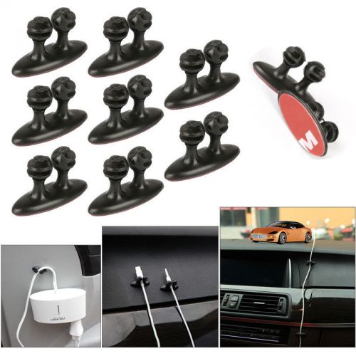 8 pcs black car wire drop cable holder tidy organizer adhesive lead usb charger