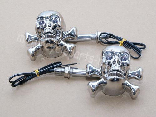 Chrome skull motorcycle led turn signals lights for yamaha yzf fzr r1 r6 fz 6r