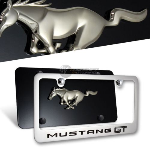 Ford mustang gt stainless steel license plate frame with caps -2pcs front &amp; back