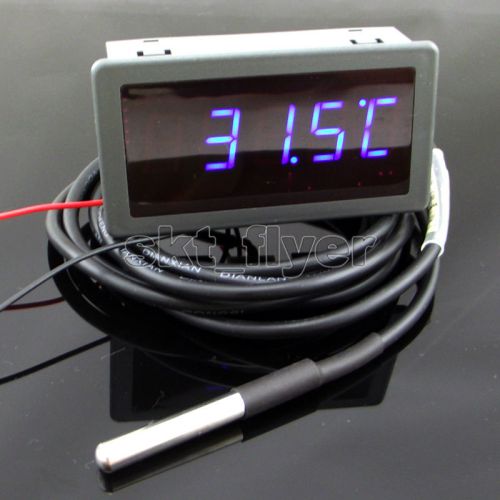 F/c dc 12v blue led digit car gadgets temp meter thermometer with ds18b20 sensor