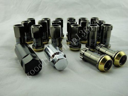 20 pcs 12x1.5 jdm wheel lug nuts lock set open end style black h06