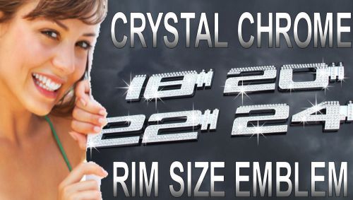 18&#034; 20&#034; 22&#034; 24&#034; inch bling diamond crystal chrome tire rim wheel size emblem