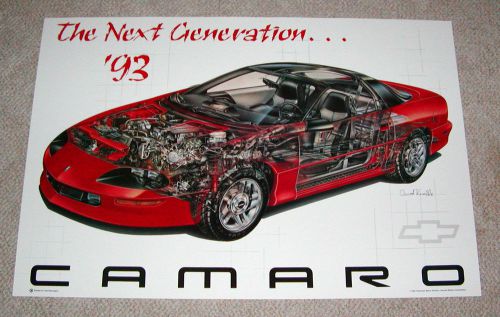 1993 chevrolet camaro z-28 poster - david kimble &#034;cut-a-way&#034; - gm issued