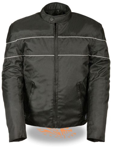 Men&#039;s motorcycle scooter vented textile jacket w/reflective piping gun pocket