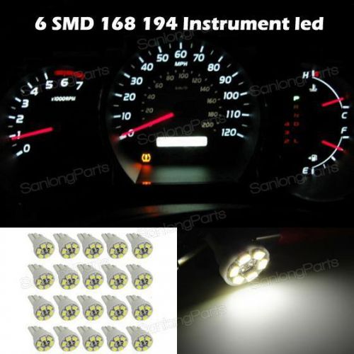 20x new vehicle t10 led 6-smd w5w 168 194 white light car dash instrument lamp