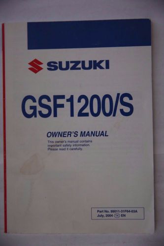 Suzuki gsf1200/s owners manual 99011-31f64-03a