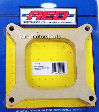 Aed birchwood carburetor spacer holley open center 4150 1 inch square bore