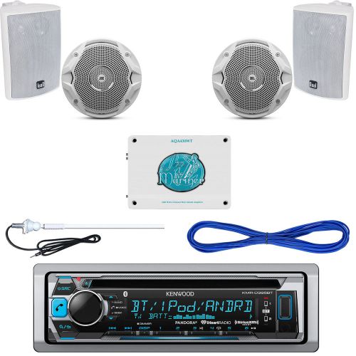 Kenwood marine cd bluetooth radio, 4&#034;/6.5&#034; speaker set, wires, 1600w amp,antenna