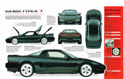 Honda nsx type r imp brochure: 1992,1993,1994