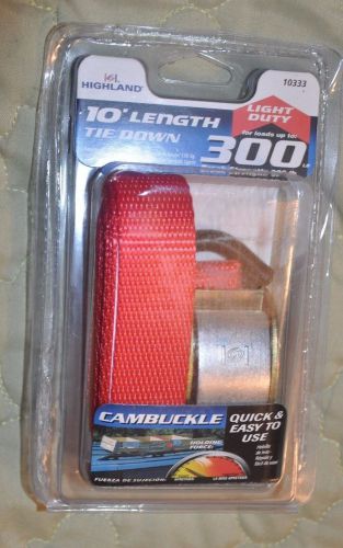 Highland # 10333 - 10&#039; (foot) cambuckle tie down strap for loads up to 300 lbs