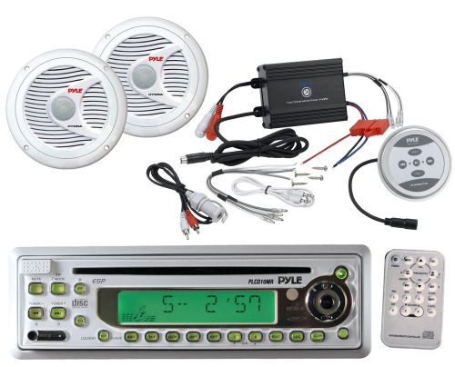 Marine 6.5&#034;white speakers, 600w bluetooth amplifier, pyle am fm aux mp3 receiver