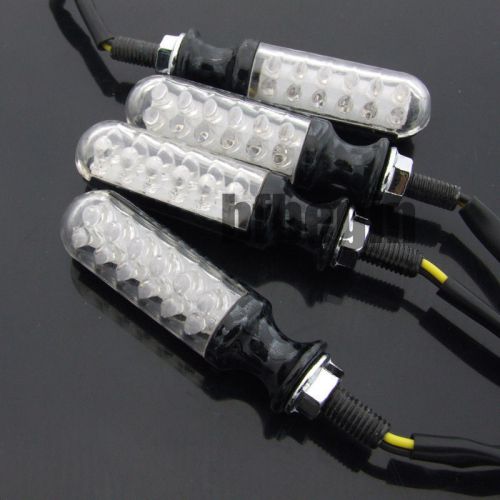 4x motorcycle motorbike universal carbon turn signal led indicators amber light