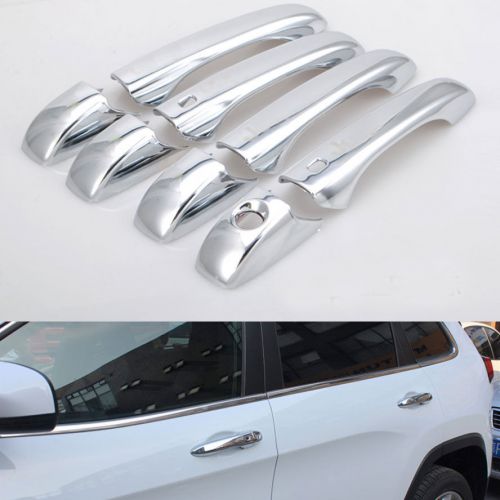 Chrome exterior side door handle cover w/smart keyhole for jeep patriot 07-14