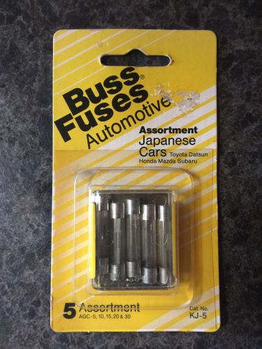 Buss automotive fuses assortment of 5  agc-5,10,15, 20, 30 japanese cars  kj-5