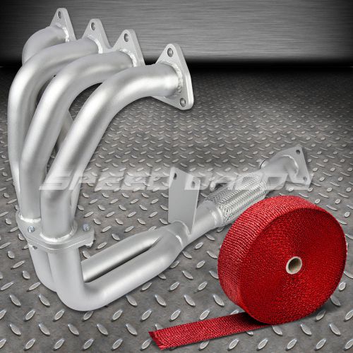 For 97-01 prelude base stainless ceramic coated exhaust header+red heat wrap