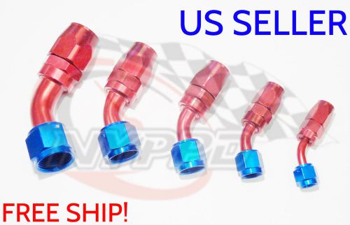 Nyppd swivel oil fuel/gas hose end fitting red/blue an-10, 45 degree 7/8 14 unf