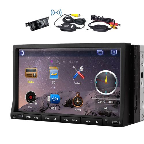 Wireless camera+gps navi 2din 7&#034; in dash car radio stereo dvd mp3 player ipod tv