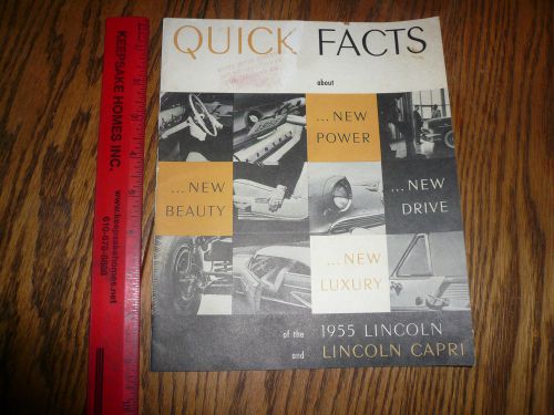 1955 lincoln quick facts book lincoln and capri - vintage