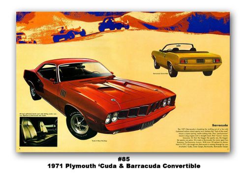 24x36 1971 plymouth &#039;cuda ad poster 383 340 440 hemi art barracuda convertible