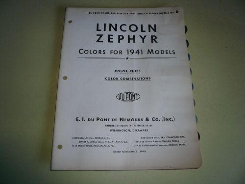 1941 lincoln zephyr dupont duco color chip paint sample - vintage