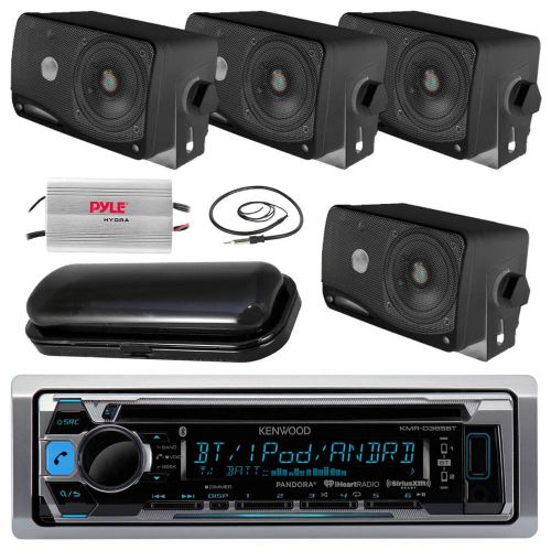 New marine kenwood radio cd usb aux+black box speakers, 800w amp, antenna, cover