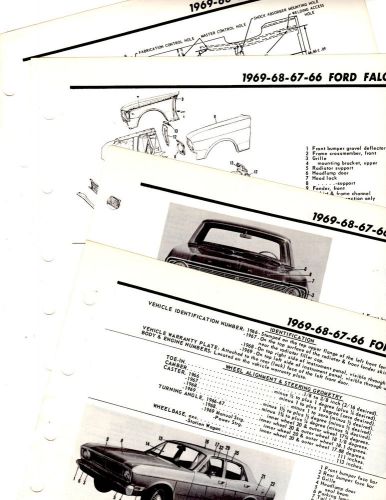 1966 1967 1968 ford falcon motor&#039;s original body parts frame crash illustrations